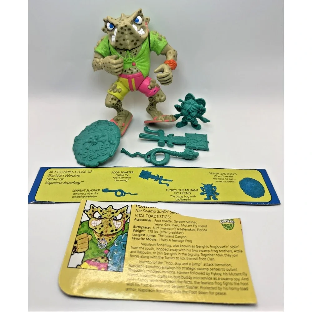 Vintage 1990 TMNT Napoleon Bonafrog w/ Card Teenage Mutant Ninja Turtles